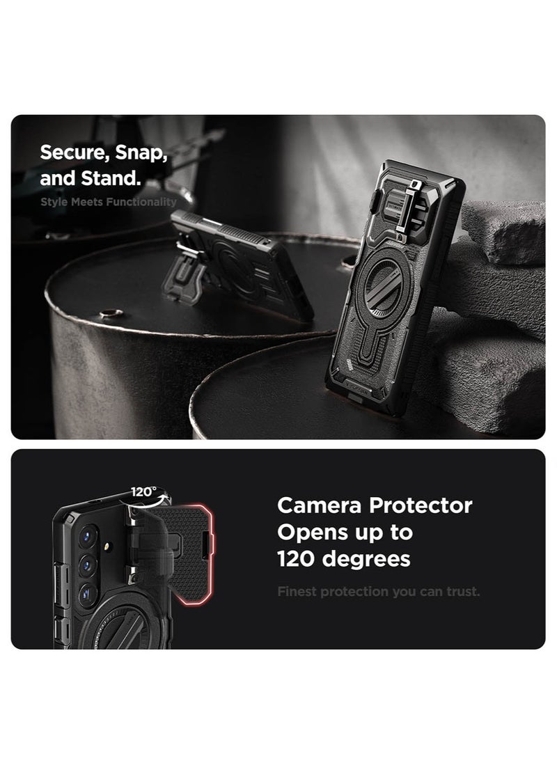 VRS Design Terra Guard Ultimate Samsung Galaxy S24 Case Cover MagSafe with Camera Lens Protector Kickstand - Black  - Image 4
