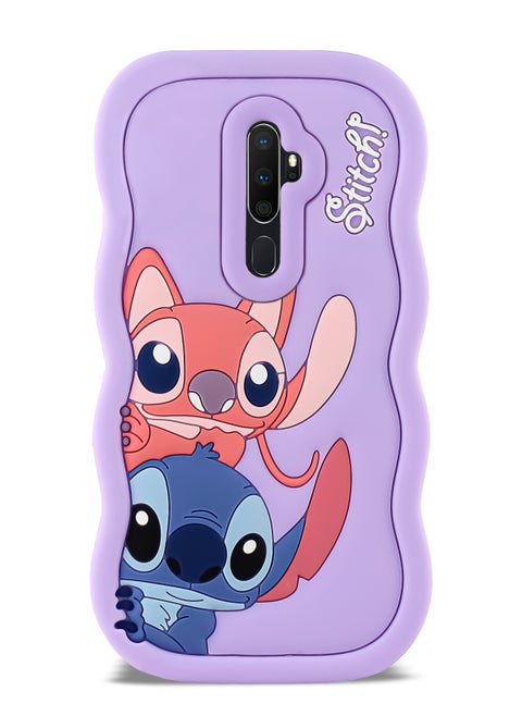 Lilo and Stitch Cartoon 3D Wavy Soft Silicone Phone Case for Oppo A52020/A92020 (Light Purple)