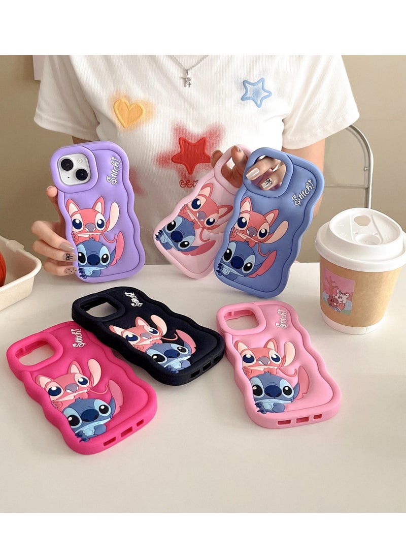 Generic - Lilo and Stitch Cartoon 3D Wavy Soft Silicone Phone Case for Oppo A52020/A92020 (Light Purple) - Image 1