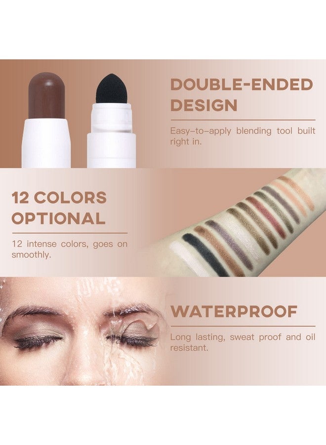 LOKFAR Cream Eyeshadow Stick, Waterproof Cream Eyeshadow Pen Rotatable Creamy Eye Shadow Pencil Crayon, Matte And Shimmer Eyeshadow Makeup Stick With Sponge Smudger (03 Matte Haze Purple) - Image 5