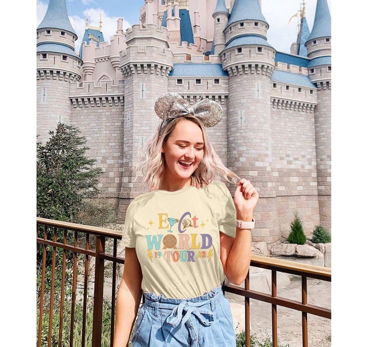 MYHALF Around The World Shirt Women Magic World Tour 1982 Graphic Tee Funny Traveler Vacation Short Sleeve Top Beige - Image 5