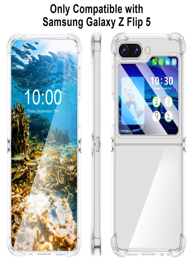 WATACHE for Galaxy Z Flip 5 Case, Z Flip 5 Case Clear Slim Thin Transparent Shockproof Hinge Soft TPU flip5 Phone Case Cover (Clear) - Image 2