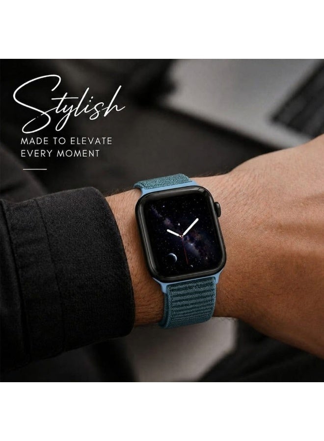 CATANES Breathable Nylon Sport Loop Band Compatible with Apple Watch 44mm 45mm 46mm 49mm for Women Men, iWatch Wrist Straps for Ultra 3 2, Se, Series 11 10 9 8 7 - slate blue - Image 5