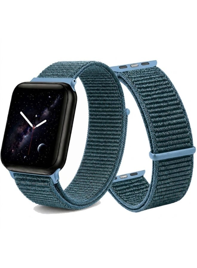 CATANES Breathable Nylon Sport Loop Band Compatible with Apple Watch 44mm 45mm 46mm 49mm for Women Men, iWatch Wrist Straps for Ultra 3 2, Se, Series 11 10 9 8 7 - slate blue - Image 2