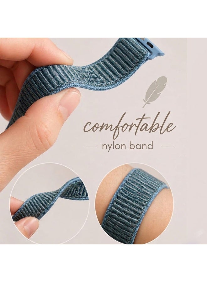 CATANES Breathable Nylon Sport Loop Band Compatible with Apple Watch 44mm 45mm 46mm 49mm for Women Men, iWatch Wrist Straps for Ultra 3 2, Se, Series 11 10 9 8 7 - slate blue - Image 4