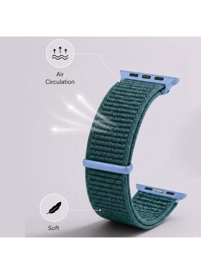 CATANES Breathable Nylon Sport Loop Band Compatible with Apple Watch 44mm 45mm 46mm 49mm for Women Men, iWatch Wrist Straps for Ultra 3 2, Se, Series 11 10 9 8 7 - slate blue - Image 3