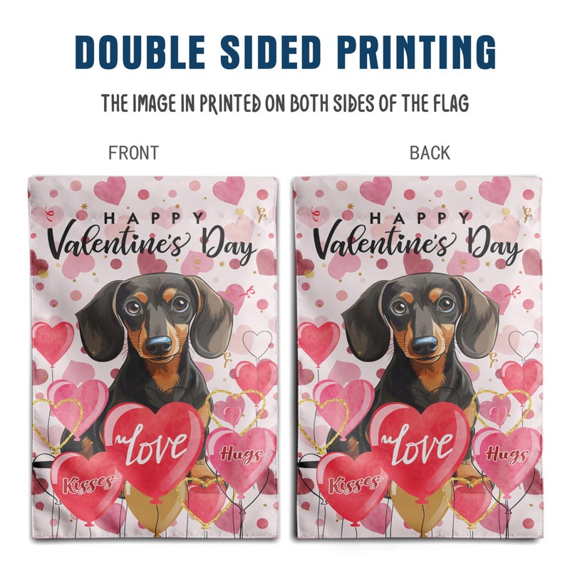 DZGlobal Dachshund Valentine Garden Flag Valentines Day Flags for Outside 12x18 Double Sided Small Yard Flags Dog Valentine's Day Decor Outdoor Lawn Valentines Banners Front Porch - Image 5