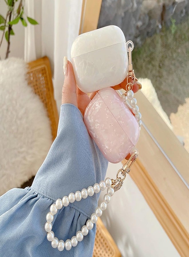 جراب Olytop اللامع واللطيف لسماعات AirPods 4 إصدار 2024 مع قلم تنظيف، غطاء حماية بتصميم صدفي لسماعات Apple AirPods و iPod من الجيل الرابع، مناسب للفتيات والسيدات، مع سلسلة مفاتيح فاخرة من اللؤلؤ، باللون الوردي. - Image 3