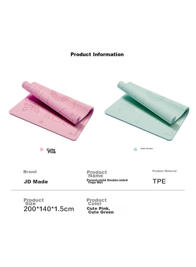 JD.com Jd Jingzao Double-sided Parent-child Yoga Mat, Large Size, Double-person Yoga Mat, Enlarged, Widened, Thickened, Fitness Mat, Parent-child Mat, Green - Image 5