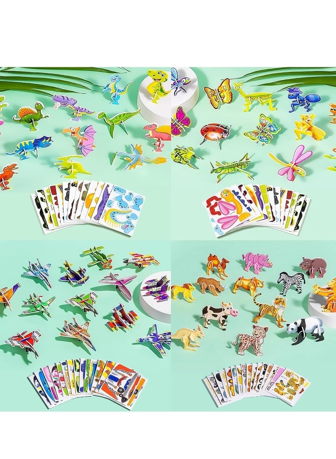 4 Set Educational 3D Cartoon Puzzle, 3D Cartoon Puzzles, Animals, dinosaurs, airplanes, insects 3D puzzles, Good Gifts for Boys  Girls - Image 1