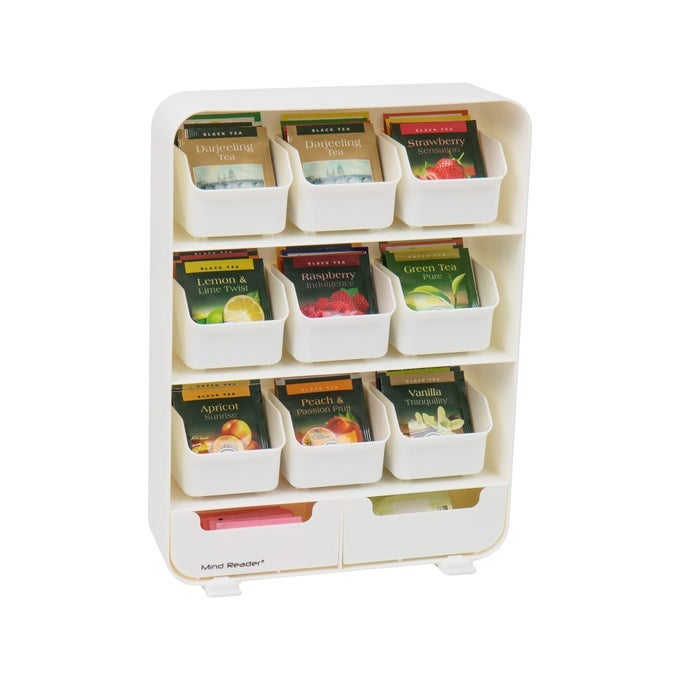 BAG TEA STATION ORGANIZER COUNTERTOP STORAGE KITCHEN PLASTIC 1025L X 325W X 1375H WHITE