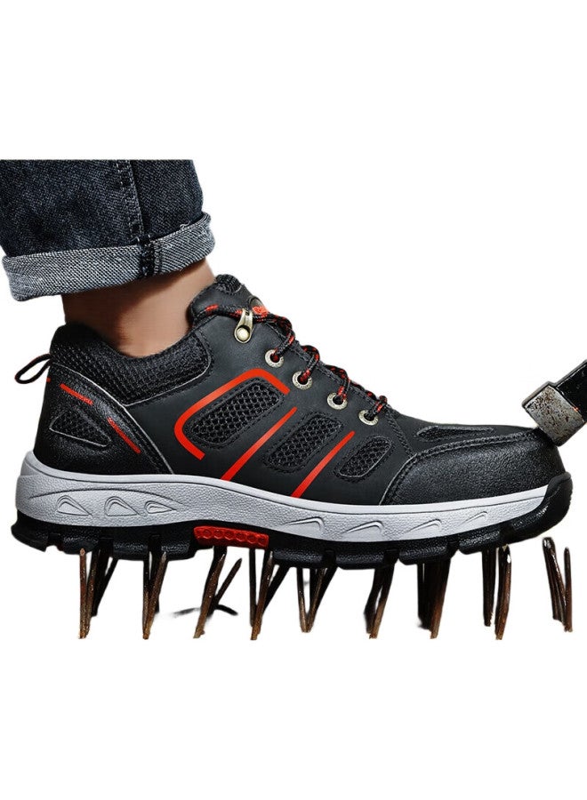 Jingtu Safety Shoes For Men, Wear-Resistant, Steel Toe Cap, Puncture-Resistant, Lightweight, Construction Site Work Functional Shoes 857Bk Size 40 - Image 2