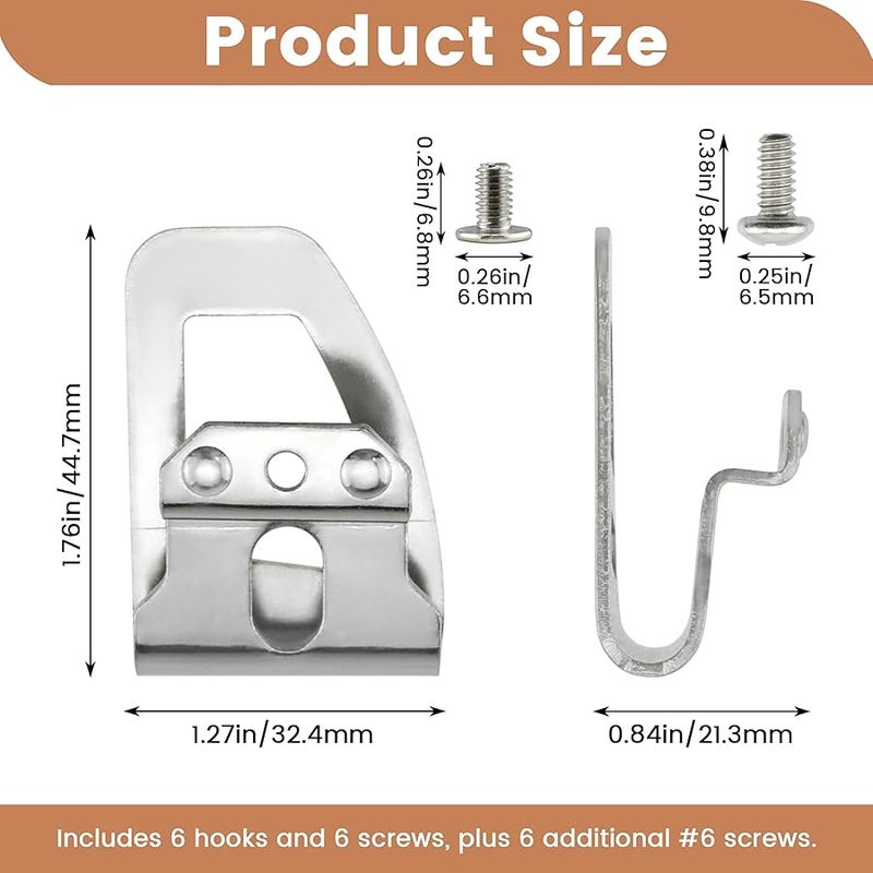 6 Pack 42-70-2653 Replacement Belt Clip Hook for Mil-waukee, Stainless Steel M18 Belt Clip with Screws, Impact Driver Hammer Drill Replace for 2604-20, 2604-22, 2604-22CT, 2797-22 - Image 2