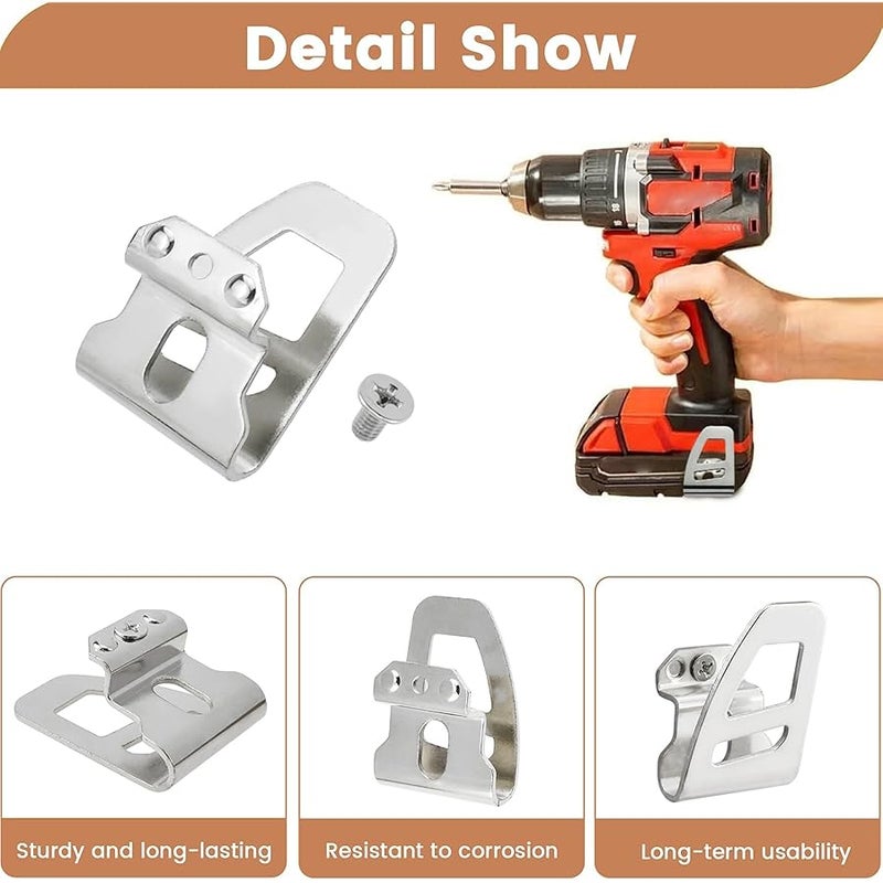 6 Pack 42-70-2653 Replacement Belt Clip Hook for Mil-waukee, Stainless Steel M18 Belt Clip with Screws, Impact Driver Hammer Drill Replace for 2604-20, 2604-22, 2604-22CT, 2797-22 - Image 3