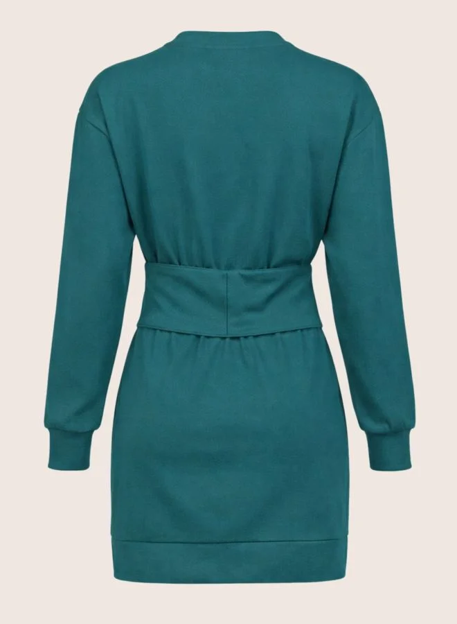 Freehand  Women Relaxed Fit Solid Crew Neck Long Sleeve Sweat Dress for Women | Best Price UAE
