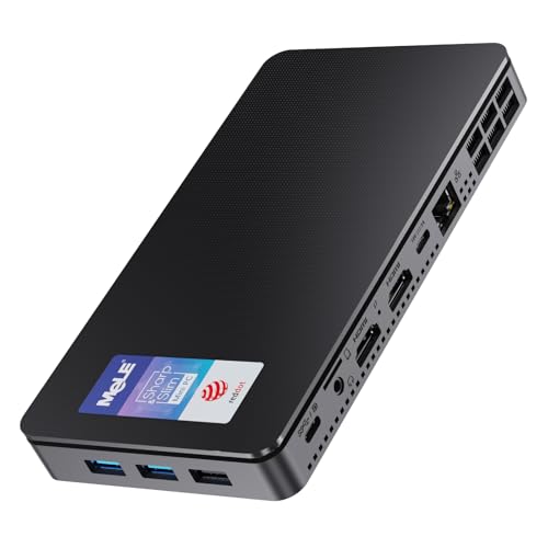 MeLE Reddot Winner Slim Mini PC Overclock4C N300(up to 3.8GHz) 32GB RAM, 512GB Storage, Mini Desktop Computer, Triple Screen Display, Full Function USB-C on Office Education