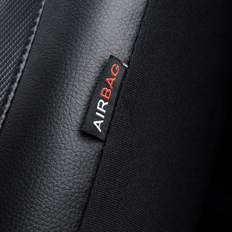 Flying Banner Waterproof Faux Leather Car Seat Covers - Solid Black Front Pair - Image 4