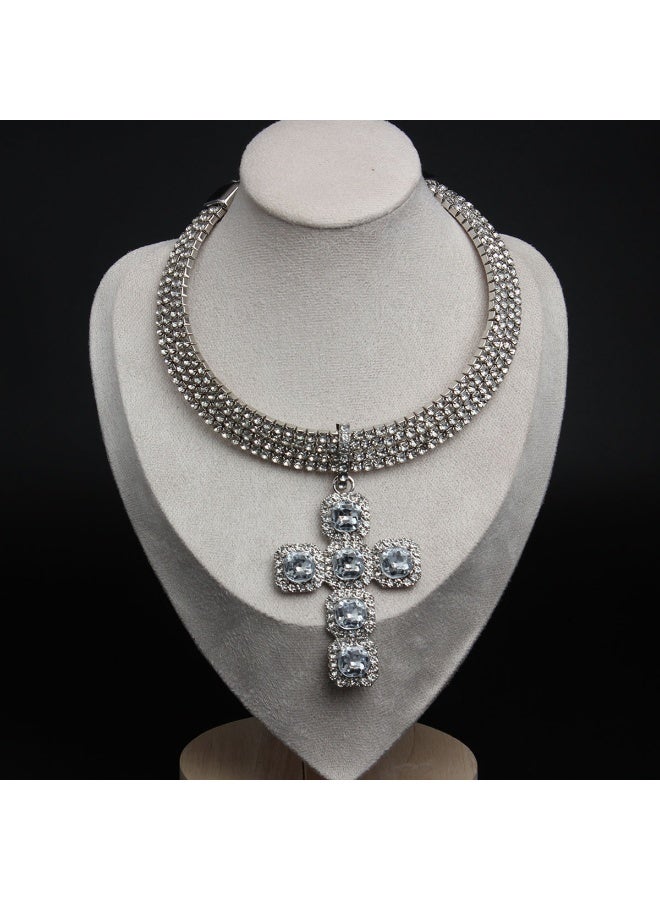 NIBEMINENT Personalized Rhinestone Cross Pendant Necklace