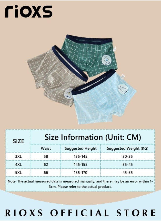 RIOXS - Teen Boys 3 Pack Cotton Brief Underwear Set Printed Briefs Breathable Boxer Underwear For Kids 3-12 Years Comfortable Boys Underpants - Image 1