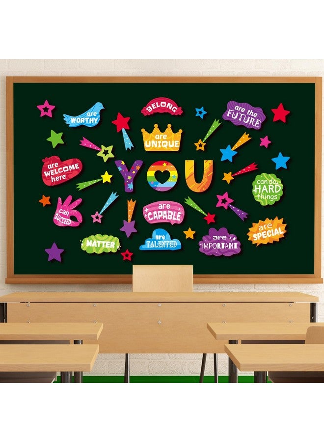 Qpout 34Pcs Classroom Bulletin Board Signs Welcome Back To School Classrooms Decorations Positive Affirmations Stickers Set School Office Home Teacher Wall Door Decor Supplies - Image 1