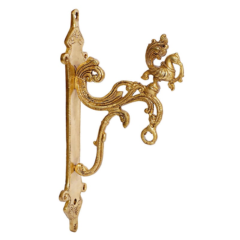 ARTVARKO Brass Designer Peacock Hook Holder for Wall Hanging Diya Bells Lantern Hanger Planter Lanterns Wind Chimes Baskets Ornaments 12 Inch - Image 1