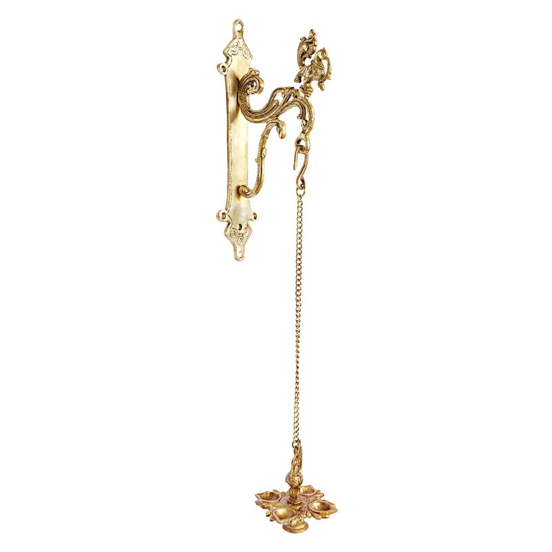 ARTVARKO Brass Designer Peacock Hook Holder for Wall Hanging Diya Bells Lantern Hanger Planter Lanterns Wind Chimes Baskets Ornaments 12 Inch - Image 4
