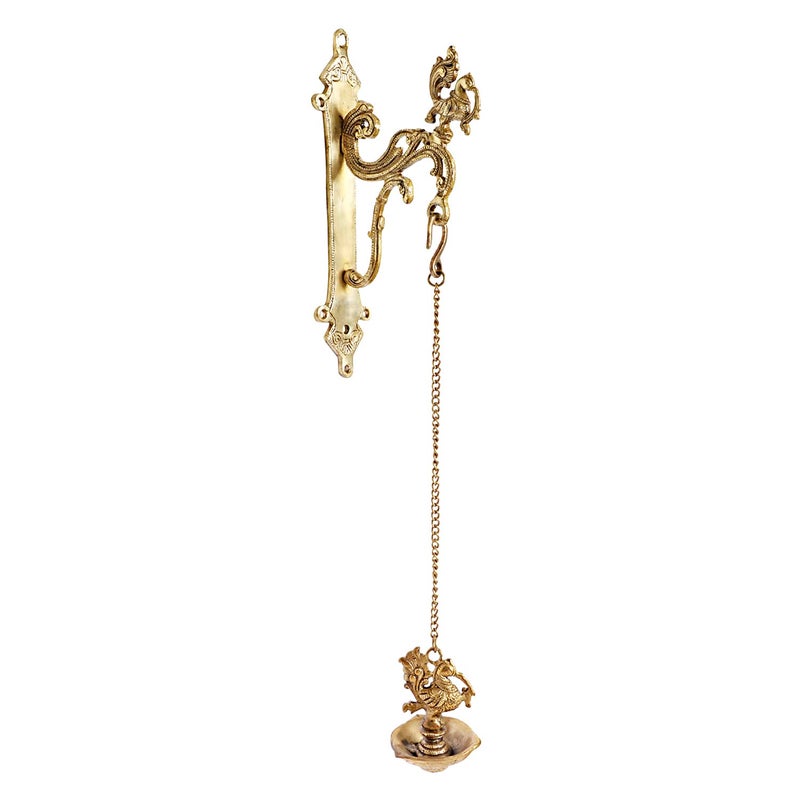 ARTVARKO Brass Designer Peacock Hook Holder for Wall Hanging Diya Bells Lantern Hanger Planter Lanterns Wind Chimes Baskets Ornaments 12 Inch - Image 5
