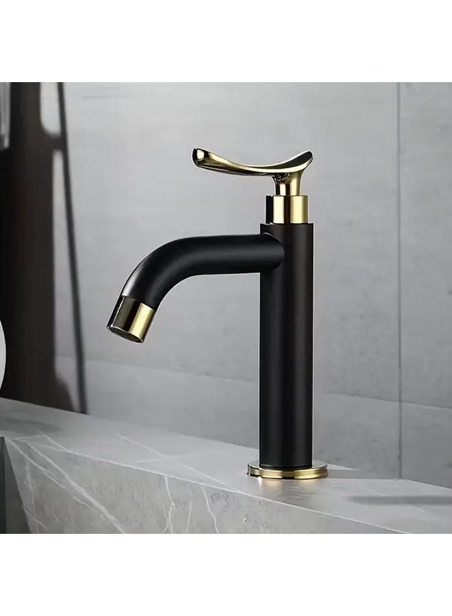 Deluxe Black Golden Single Hole Bathroom Faucet 304 Stainless Steel Copper Sink Tap - Image 2