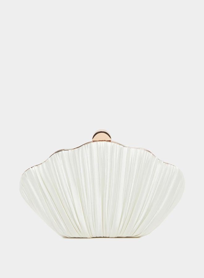 Styli White Pleated Clutch Bag with Chain Strap - Image 2