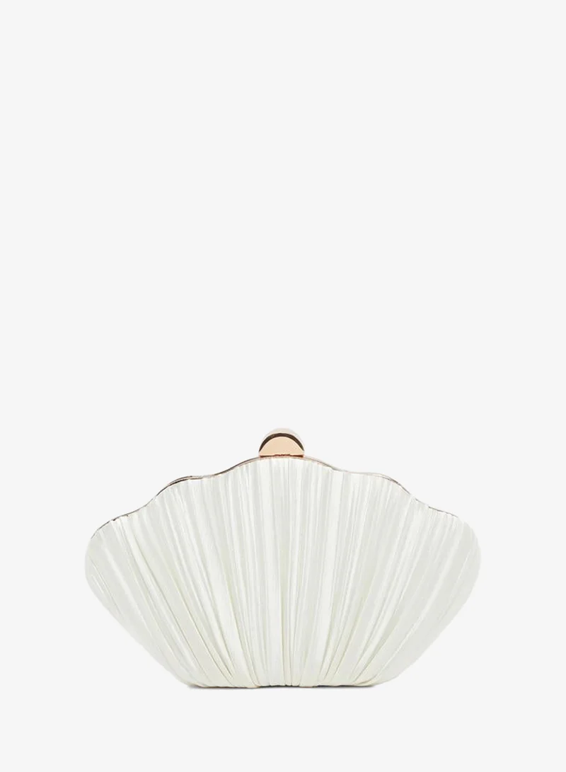 Styli White Pleated Clutch Bag with Chain Strap