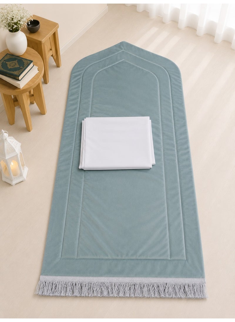 Ramadan Gifting Package Padded prayer rug set with open prayer sheet