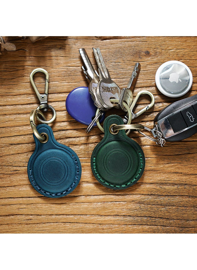 Generic - Suitable For Apple Airtag Protective Case Cowhide Pet Anti-loss Keychain Positioning Tracker Leather Case Spot-Color:Crazy Horse Daizi - Image 1