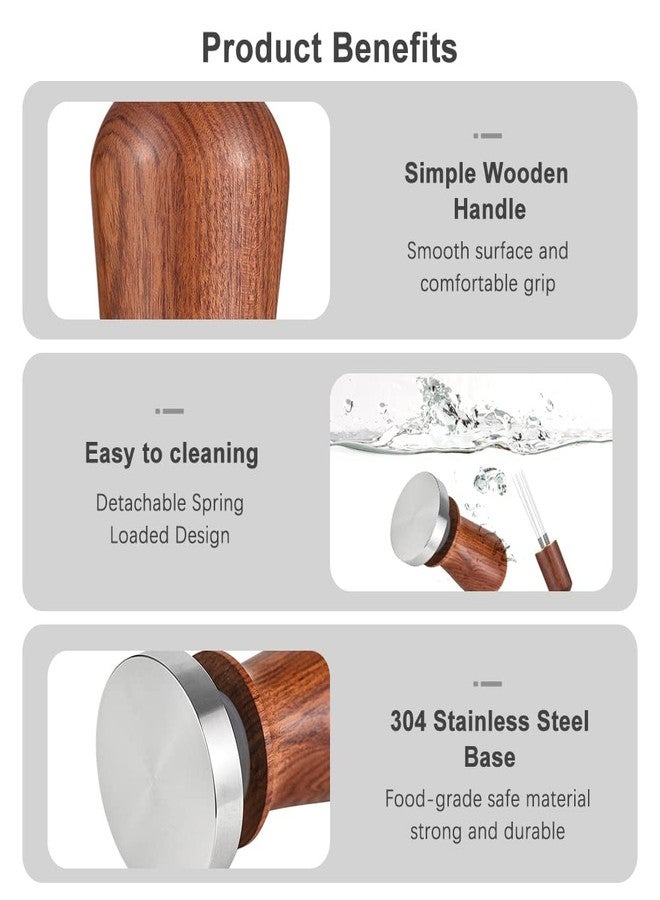 Irishom 58mm Espresso Tamper and Stirrer Set, Coffee Calibrated Tamper, Wooden Handle Press for 58mm Portafilter - Image 4