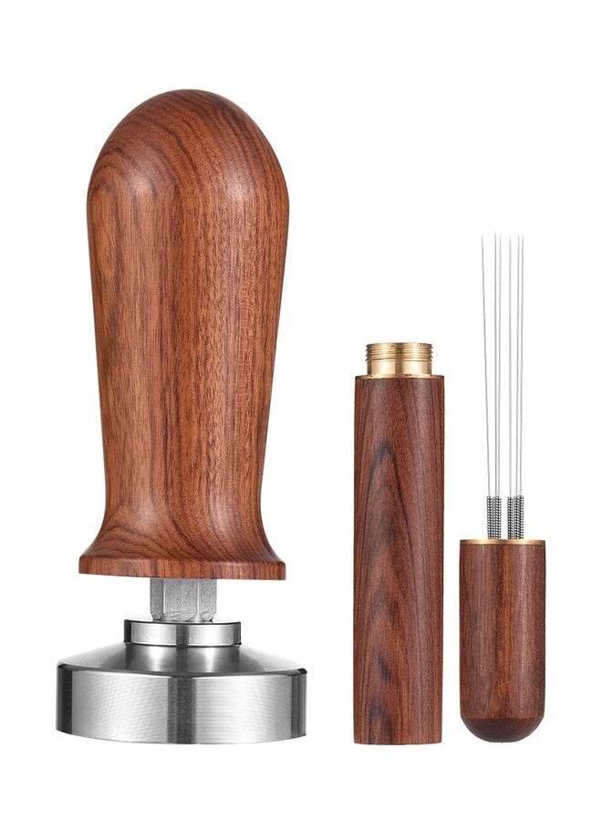 Irishom 58mm Espresso Tamper and Stirrer Set, Coffee Calibrated Tamper, Wooden Handle Press for 58mm Portafilter - Image 1