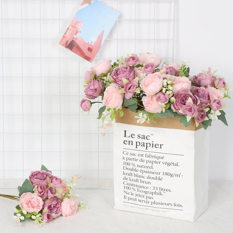 SOMYTING Artificial Flowers, Faux Peony Bouquet 4 Bundles Silk Peonies Bouquets Fake Peonies for Wedding Party Centerpiece Table Home Decor (Mixed Pink) - Image 4