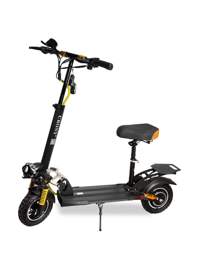 Crony سكوتر كهربائي V10+Pro 1500W، 48V/13Ah، إطارات 10" للطرق الوعرة، سرعة قصوى 45-68 كم/ساعة، تعليق مزدوج/فرامل قرص هيدروليكية، حمولة 120 كجم، إطار ألمنيوم 23 كجم، مصابيح LED ثلاثية، محرك بدون فرش، قابل للطي وسهل الحمل، متصل بتطبيق موبايل، مكبر صوت بلوتوث، حامل هاتف – سكوتر كهربائي حضري لجميع التضاريس للبالغين والأطفال - Image 1