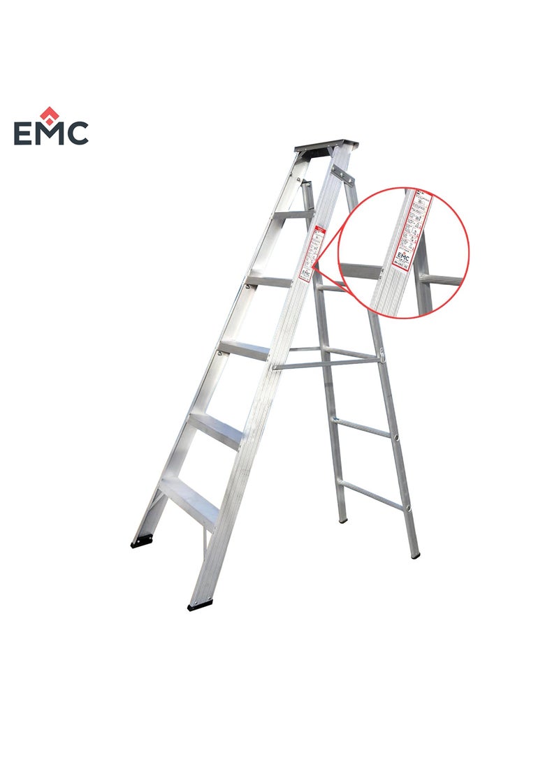 اي ام سي سلم ألومنيوم قابل للطي عالي التحمل من EMC، تصميم خفيف الوزن وقابل للحمل، أقدام مضادة للانزلاق (6 خطوات) - Image 2