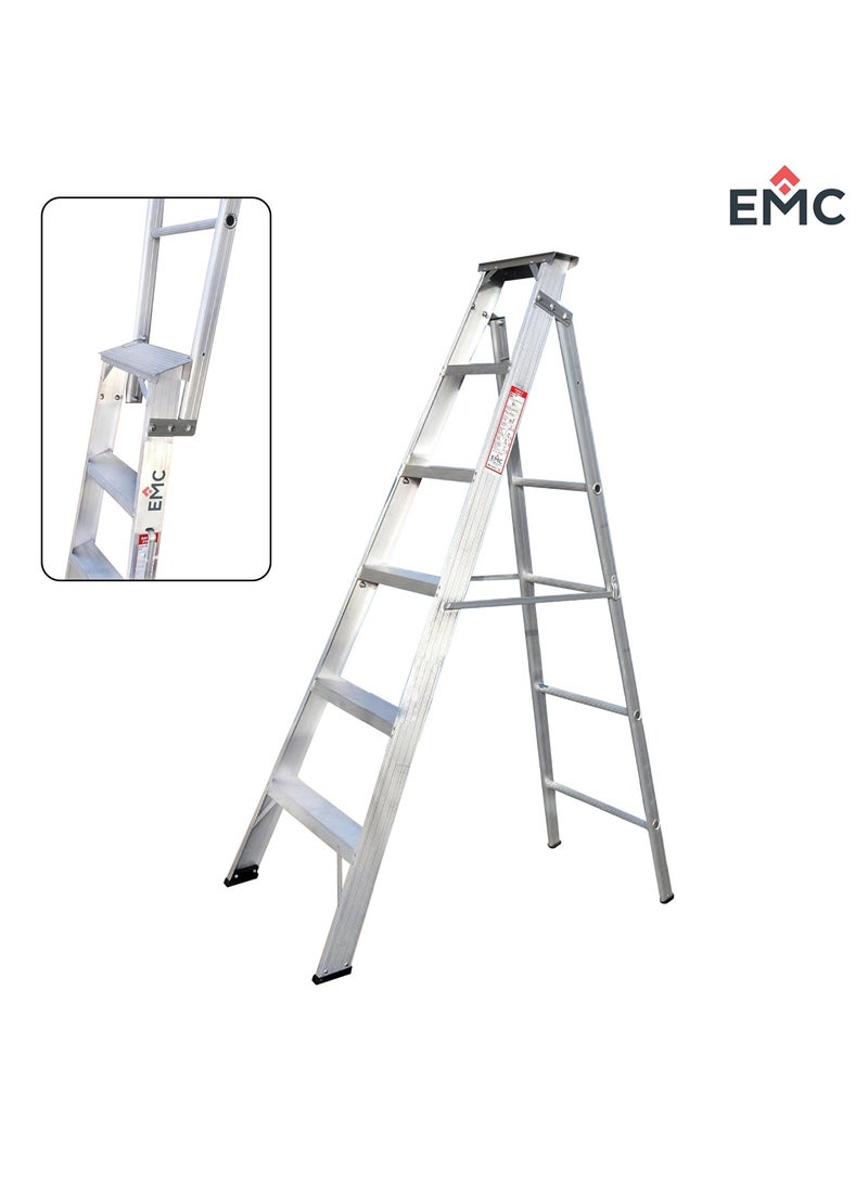 اي ام سي سلم ألومنيوم قابل للطي عالي التحمل من EMC، تصميم خفيف الوزن وقابل للحمل، أقدام مضادة للانزلاق (6 خطوات) - Image 3