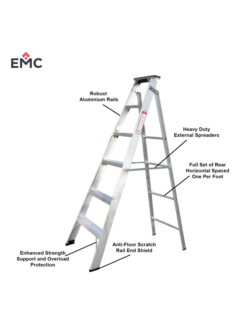 اي ام سي سلم ألومنيوم قابل للطي عالي التحمل من EMC، تصميم خفيف الوزن وقابل للحمل، أقدام مضادة للانزلاق (6 خطوات) - Image 4