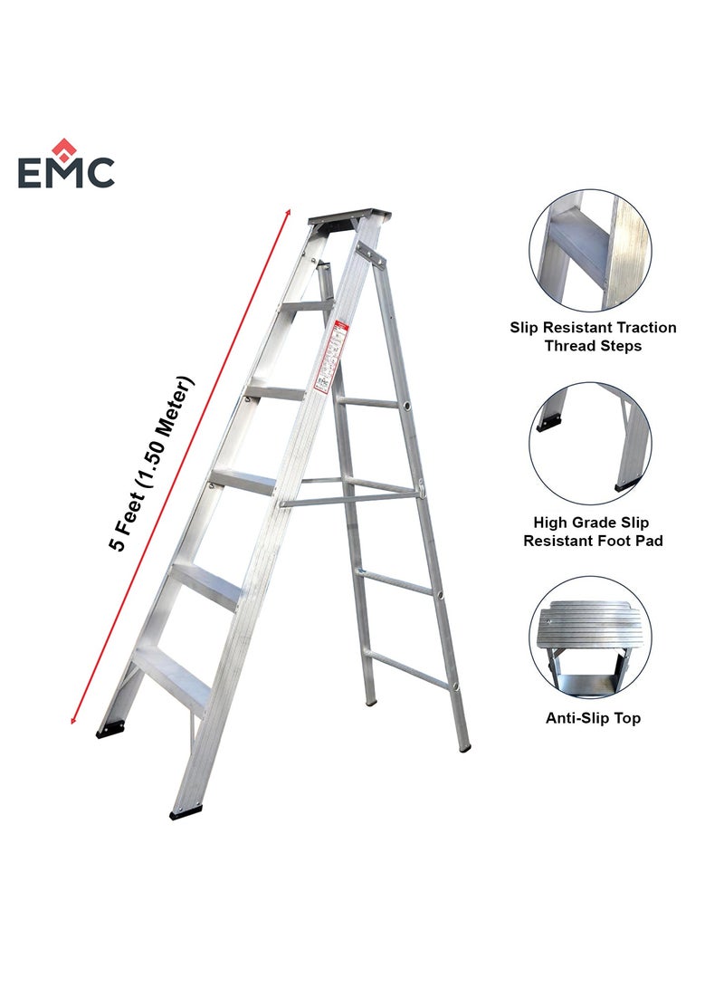 اي ام سي سلم ألومنيوم قابل للطي عالي التحمل من EMC، تصميم خفيف الوزن وقابل للحمل، أقدام مضادة للانزلاق (6 خطوات) - Image 5