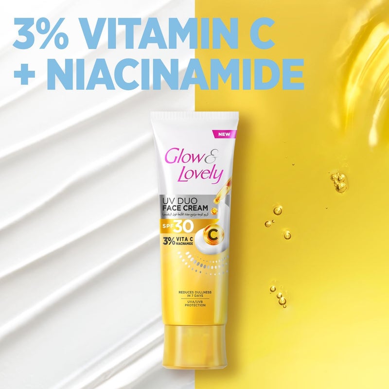 Glow & Lovely كريم الوجه جلاو آند لوفلي ثنائي الأشعة فوق البنفسجية، SPF 30، 3% فيتامين C ونياسيناميد، 50 جرام - Image 4