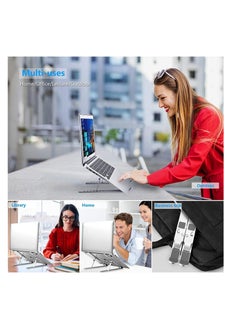 Excefore Silver Laptop Stand, Laptop Holder Riser Computer Stand, Adjustable Aluminum Foldable Portable Notebook Stand, Compatible with MacBook Air Pro, HP, Lenovo, Dell, More 10-15.6” Laptops and Tablets  - Image 3
