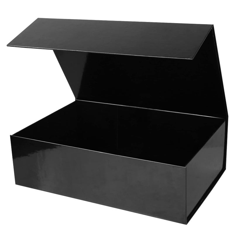 Aimyoo Large Black Collapsible Gift Box with Magnetic Closure Lids 138x9x43 in Bridesmaid Groomsman Proposal Boxes Rectangle Present Box for Graduation Birthday Storage 1 Pack