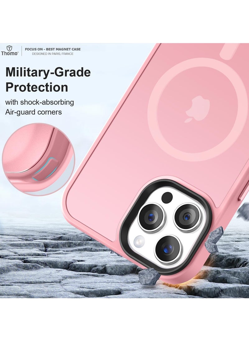Generic - Magnetic Case For iPhone 12/12 Pro Case Compatible with MagSafe Military Grade Protection Shockproof Translucent Matte Case Anti Scratch Shockproof Phone Case (Pink) - Image 1