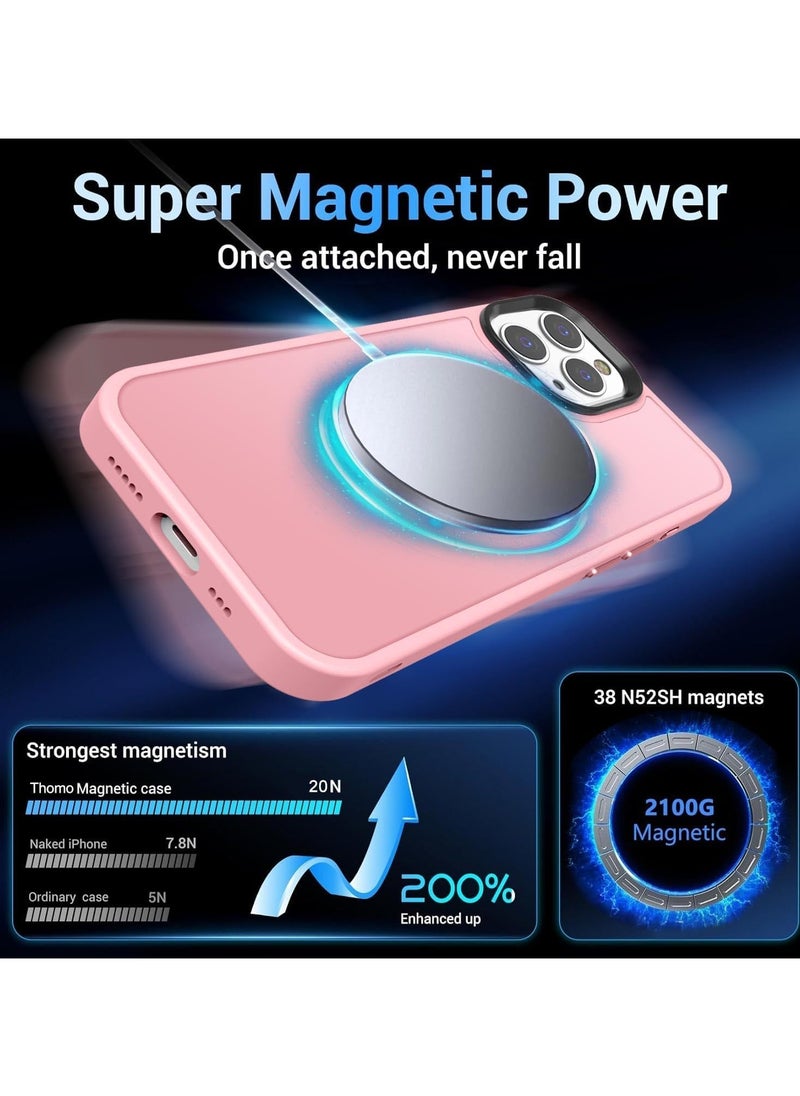 Generic - Magnetic Case For iPhone 12/12 Pro Case Compatible with MagSafe Military Grade Protection Shockproof Translucent Matte Case Anti Scratch Shockproof Phone Case (Pink) - Image 1