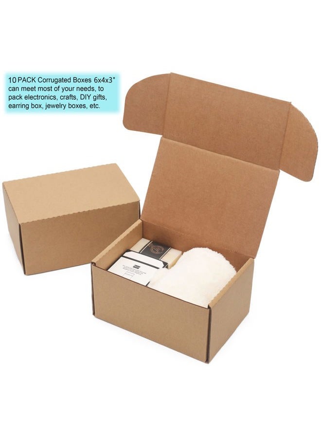 YOUNGKEE 10 Pack Small Shipping Boxes 6x4x3'' Corrugated Small Cardboard Boxes for Shipping, Recyclable Packaging Boxes for Business, Mailer, Gift Packing, Crafts Packing, Jewelry Box, Brown - Image 4