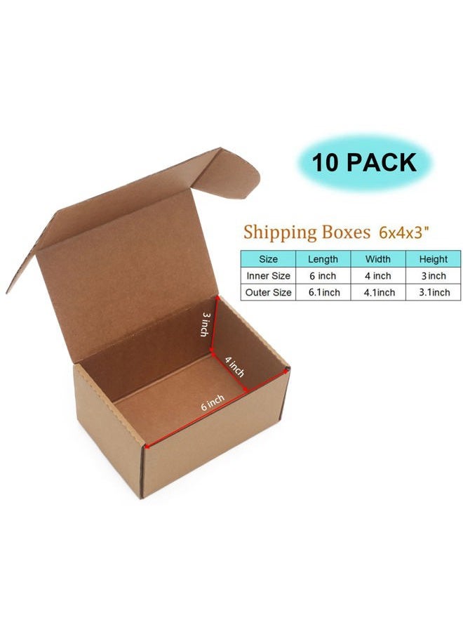 YOUNGKEE 10 Pack Small Shipping Boxes 6x4x3'' Corrugated Small Cardboard Boxes for Shipping, Recyclable Packaging Boxes for Business, Mailer, Gift Packing, Crafts Packing, Jewelry Box, Brown - Image 2