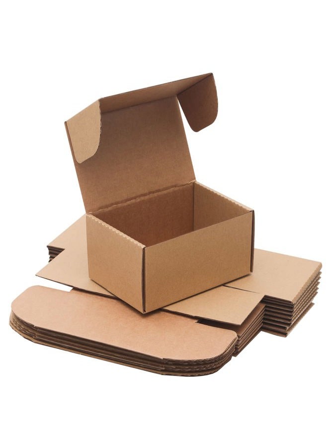 YOUNGKEE 10 Pack Small Shipping Boxes 6x4x3'' Corrugated Small Cardboard Boxes for Shipping, Recyclable Packaging Boxes for Business, Mailer, Gift Packing, Crafts Packing, Jewelry Box, Brown - Image 1