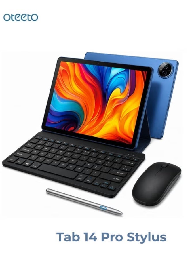 Oteeto Tab 14 Pro Stylus | Slim Design | 5G Tablet Dual SIM with Bluetooth Keyboard Case, Mouse & Stylus Pen – 12GB RAM 512GB Storage, 11.0" Large Display, 8000mAh Battery, Fast Charging, Tempered Glass, 13MP Rear + 8MP Front Camera, WiFi, High Performance Tablet – (Blue) - Image 1
