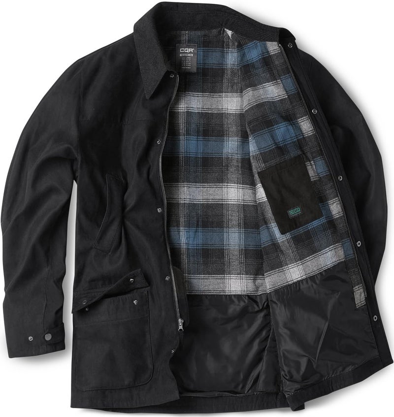CQR Men's Flannel Shirt Jacket Long Sleeve, Winter Warm Outdoor Casual Plaid Jacket Coat with Pockets, Suede Huntsman Night Sky, XX-Large - Image 1